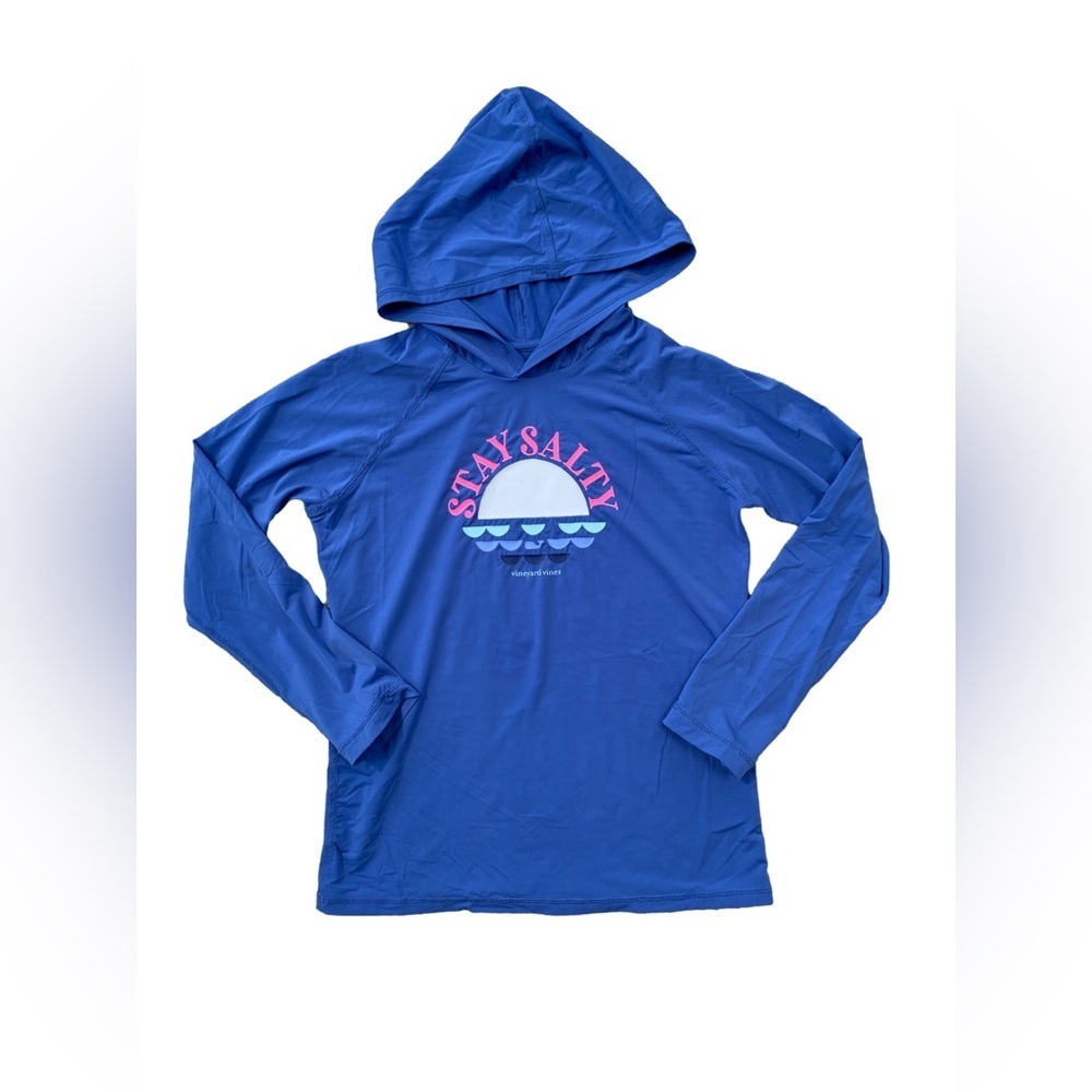 Vineyard Vines Girls Size Small Stay Salty Performance Hooded Swim Sun Shirt